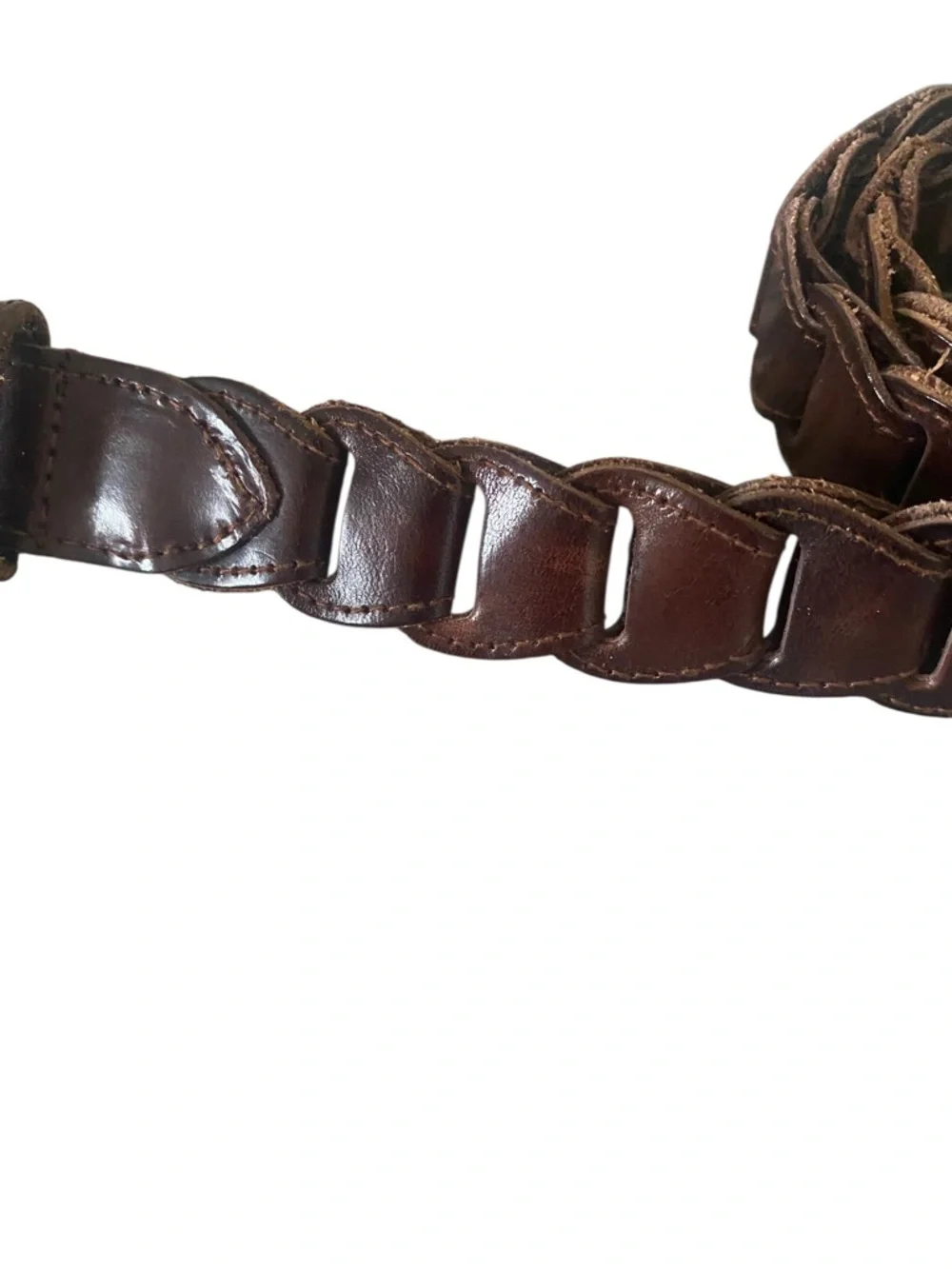 The Limited Braided Genuine Leather Belt with Brass Buckle - Brown